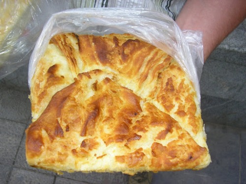 Penovani: variety of khachapuri often sold individual size to go. It has a croissant-type dough but the same cheese filling